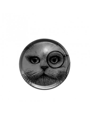 Plateau Chat au monocle gris -...