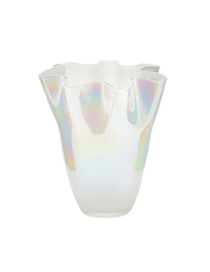 Vase Drapé blanc nacré H25cm