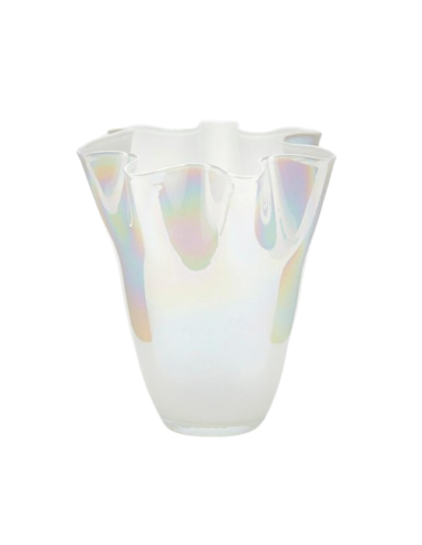Vase Drapé blanc nacré H25cm
