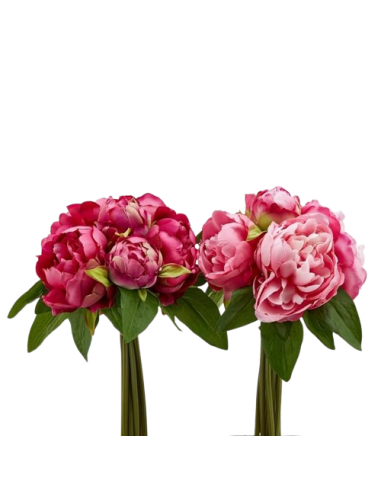 Bouquet de 9 pivoines avec feuilles