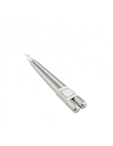 Bougies droites argent H25cm (set de 2)