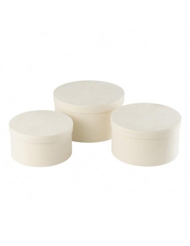 Boite plate ronde velours blanche S