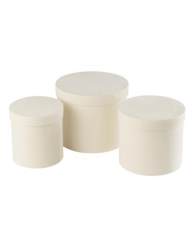 Boite haute ronde velours blanche S