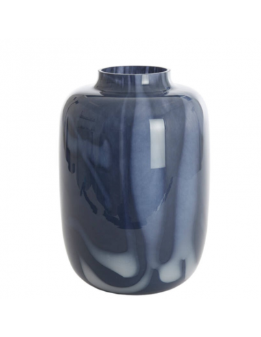 Vase KOBALA diam24cm H34cm bleu-crème